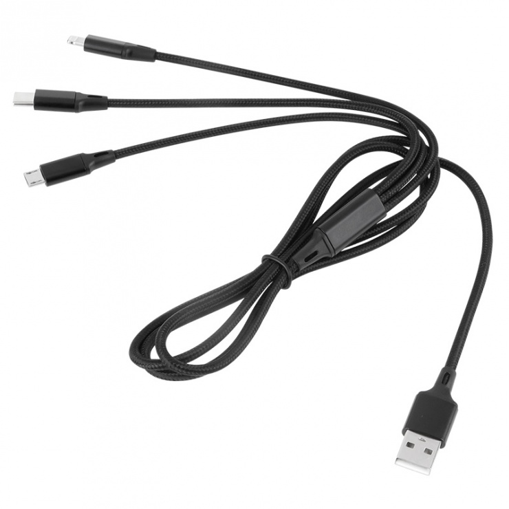 Imagine Cablu de incarcare 3 in 1 USB la Micro USB, USB tip C, Lightning 1m, RB-6005-100-B